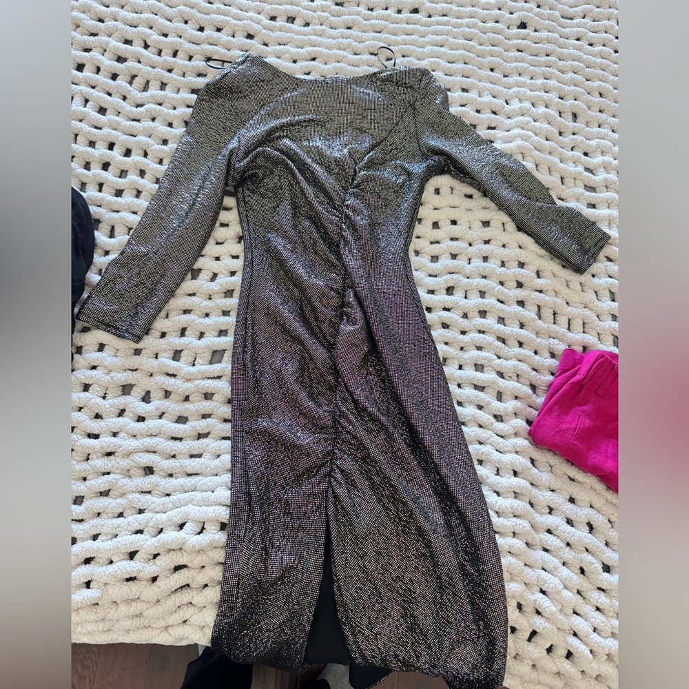 Zara XS Shimmering gold Long Sleeve Dress
